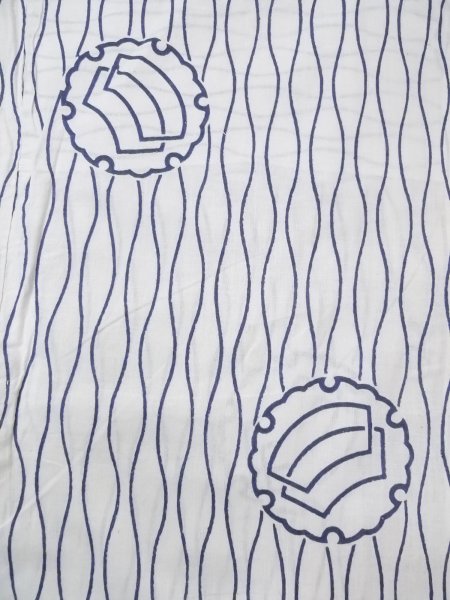 Photo3: N0731H Vintage Japanese kimono   Indigo Blue Men's Yukata for Men / Cotton. Folding fan,   (Grade C) (3)