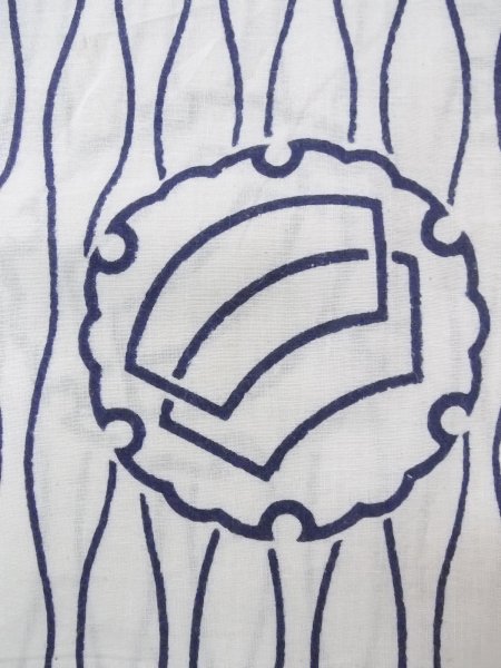 Photo5: N0731H Vintage Japanese kimono   Indigo Blue Men's Yukata for Men / Cotton. Folding fan,   (Grade C) (5)