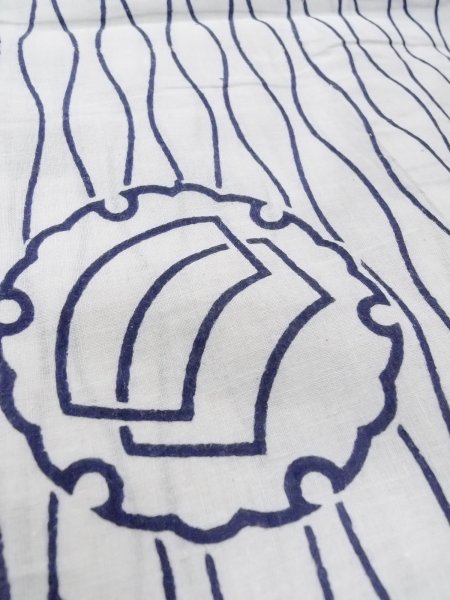 Photo10: N0731H Vintage Japanese kimono   Indigo Blue Men's Yukata for Men / Cotton. Folding fan,   (Grade C) (10)