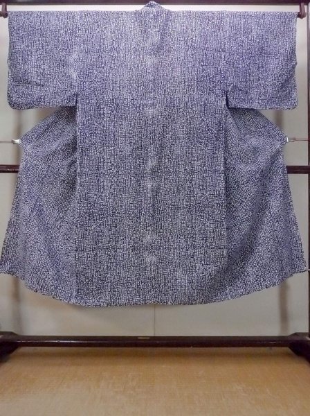 Photo1: N0731I Vintage Japanese kimono   Indigo Blue Men's Yukata for Men / Cotton. Abstract pattern   (Grade D) (1)