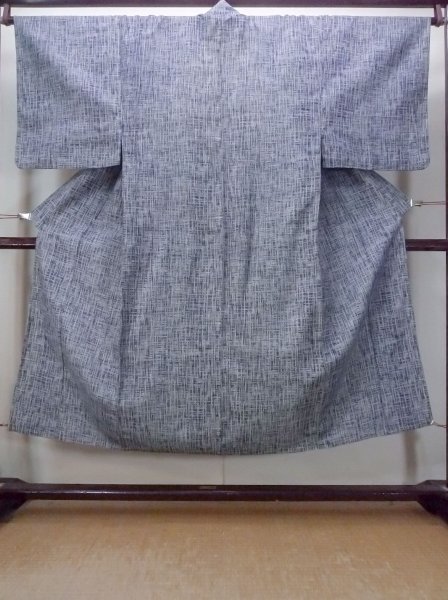 Photo1: N0731J Vintage Japanese kimono  Dark Gray Men's Yukata for Men / Cotton. Plaid Checks,   (Grade C) (1)