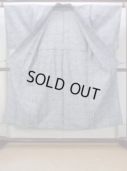 Photo3: N0731J Vintage Japanese kimono  Dark Gray Men's Yukata for Men / Cotton. Plaid Checks,   (Grade C) (3)
