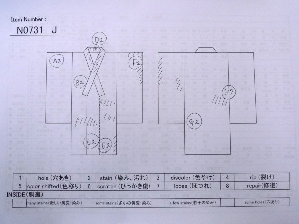 Photo13: N0731J Vintage Japanese kimono  Dark Gray Men's Yukata for Men / Cotton. Plaid Checks,   (Grade C) (13)