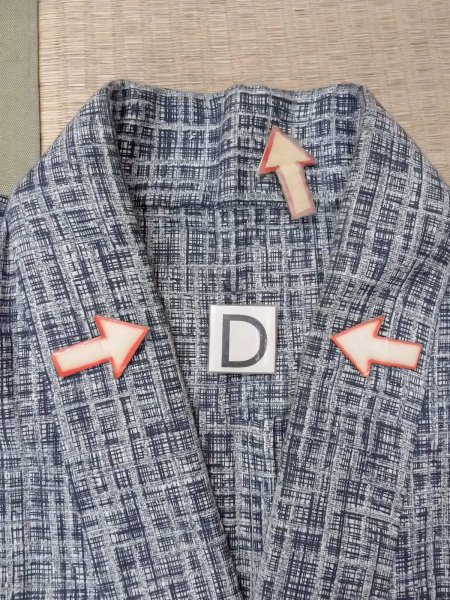 Photo17: N0731J Vintage Japanese kimono  Dark Gray Men's Yukata for Men / Cotton. Plaid Checks,   (Grade C) (17)