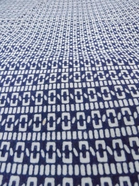 Photo9: N0731K Vintage Japanese kimono  Dark Indigo Blue Men's Yukata for Men / Cotton. Quadrangle,   (Grade C) (9)