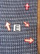 Photo18: N0731K Vintage Japanese kimono  Dark Indigo Blue Men's Yukata for Men / Cotton. Quadrangle,   (Grade C) (18)