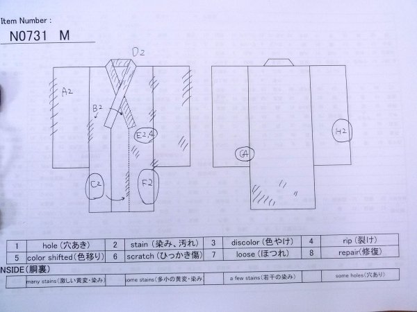 Photo13: N0731M Vintage Japanese kimono  Dark Indigo Blue Men's Yukata for Men / Cotton. Abstract pattern   (Grade D) (13)