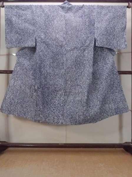 Photo1: N0731O Vintage Japanese kimono   Indigo Blue Men's Yukata for Men / Cotton. Plaid Checks   (Grade B) (1)