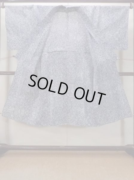 Photo3: N0731O Vintage Japanese kimono   Indigo Blue Men's Yukata for Men / Cotton. Plaid Checks   (Grade B) (3)