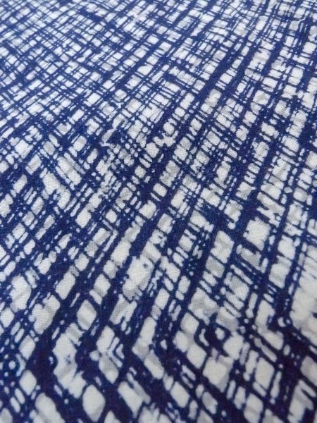 Photo9: N0731O Vintage Japanese kimono   Indigo Blue Men's Yukata for Men / Cotton. Plaid Checks   (Grade B) (9)