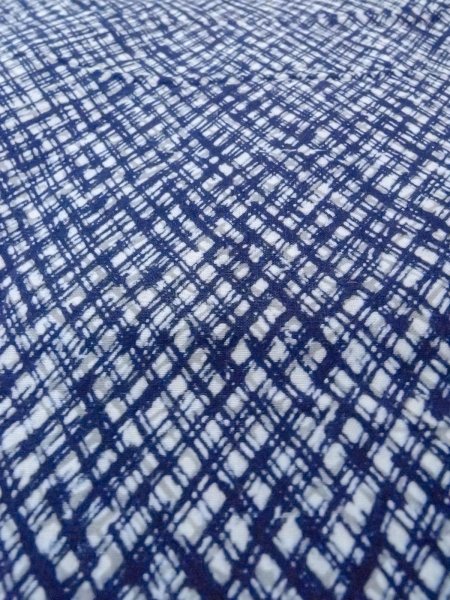 Photo10: N0731O Vintage Japanese kimono   Indigo Blue Men's Yukata for Men / Cotton. Plaid Checks   (Grade B) (10)