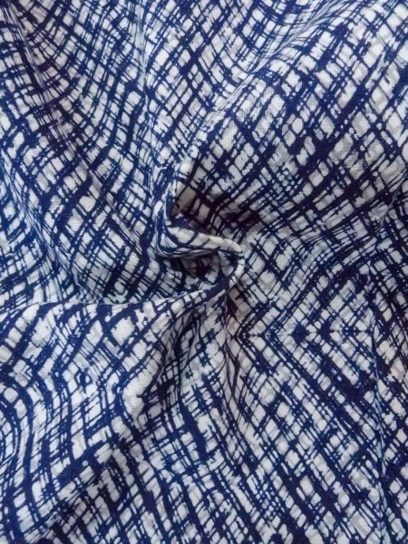 Photo11: N0731O Vintage Japanese kimono   Indigo Blue Men's Yukata for Men / Cotton. Plaid Checks   (Grade B) (11)