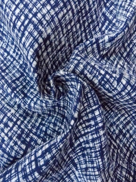 Photo12: N0731O Vintage Japanese kimono   Indigo Blue Men's Yukata for Men / Cotton. Plaid Checks   (Grade B) (12)