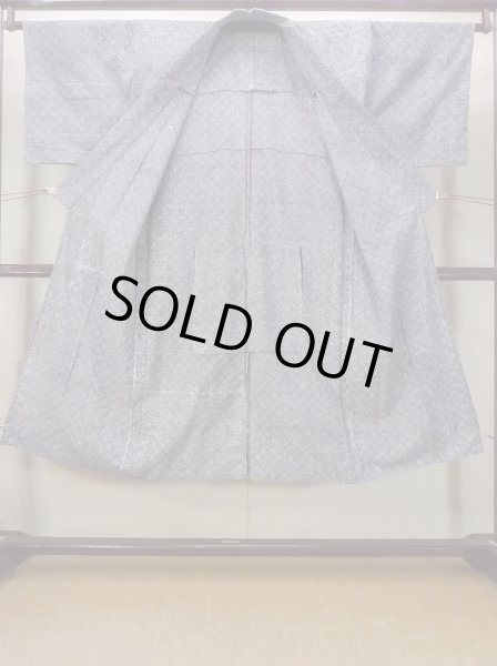 Photo2: N0731T Vintage Japanese kimono   Gray Men's Yukata for Men / Cotton. Rose,   (Grade D) (2)