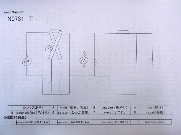 Photo13: N0731T Vintage Japanese kimono   Gray Men's Yukata for Men / Cotton. Rose,   (Grade D) (13)