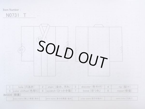 Photo13: N0731T Vintage Japanese kimono   Gray Men's Yukata for Men / Cotton. Rose,   (Grade D) (13)