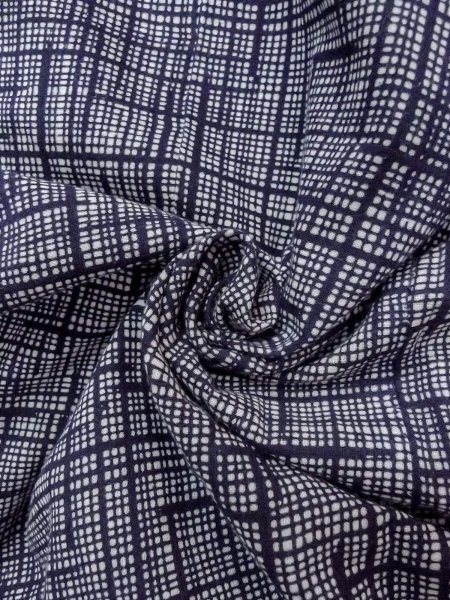 Photo12: N0731V Vintage Japanese kimono   Indigo Blue Men's Yukata for Men / Cotton. Plaid Checks   (Grade D) (12)