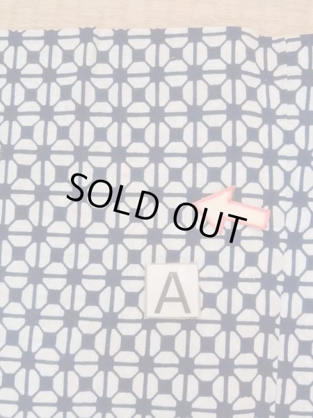 Photo14: N0731Y Vintage Japanese kimono   Indigo Blue Men's Yukata for Men / Cotton. Geometrical pattern   (Grade D) (14)