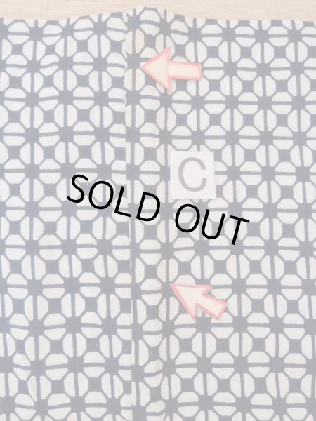 Photo16: N0731Y Vintage Japanese kimono   Indigo Blue Men's Yukata for Men / Cotton. Geometrical pattern   (Grade D) (16)