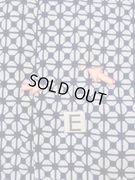 Photo18: N0731Y Vintage Japanese kimono   Indigo Blue Men's Yukata for Men / Cotton. Geometrical pattern   (Grade D) (18)