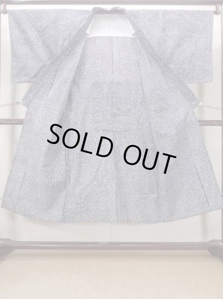 Photo2: N0731Z Vintage Japanese kimono  Dark Indigo Blue Men's Yukata for Men / Cotton. Wood grain pattern   (Grade B) (2)
