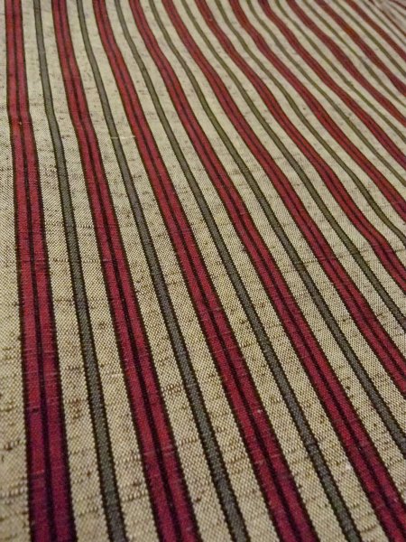 Photo10: N0814A Vintage Japanese women  Grayish Beige TSUMUGI pongee / Wool. Stripes   (Grade B) (10)
