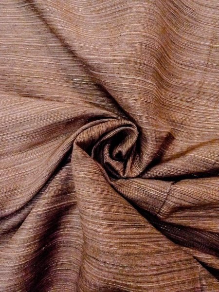 Photo11: Mint N0814B Vintage Japanese women   Brown TSUMUGI pongee / Silk. Stripes   (Grade A) (11)