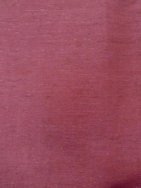 Photo4: N0814C Vintage Japanese women  Pale Dark Red TSUMUGI pongee / Silk. Stripes   (Grade B) (4)