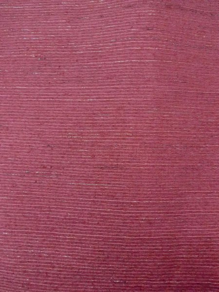 Photo5: N0814C Vintage Japanese women  Pale Dark Red TSUMUGI pongee / Silk. Stripes   (Grade B) (5)