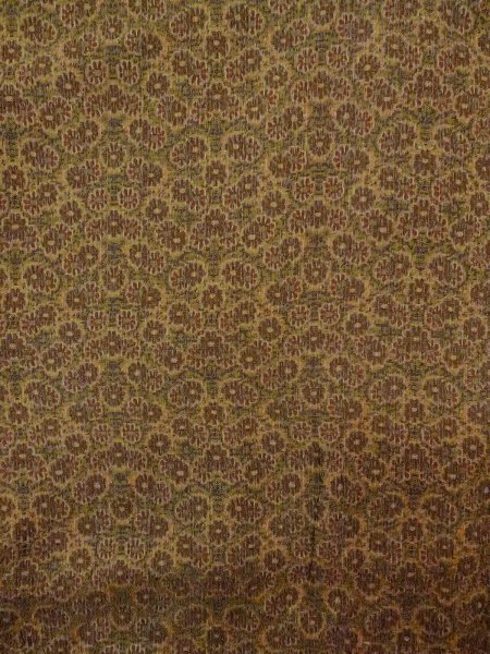 Photo3: Mint N0814D Vintage Japanese women  Yellowish Brown ORI woven / Silk. Chrysanthemum,   (Grade A) (3)