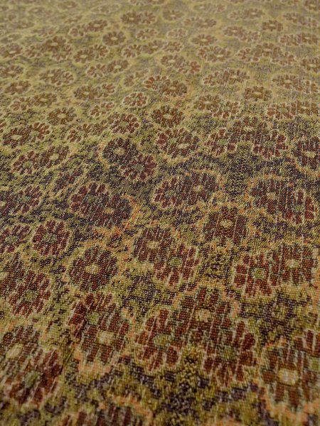 Photo8: Mint N0814D Vintage Japanese women  Yellowish Brown ORI woven / Silk. Chrysanthemum,   (Grade A) (8)
