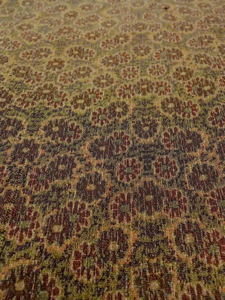Photo9: Mint N0814D Vintage Japanese women  Yellowish Brown ORI woven / Silk. Chrysanthemum,   (Grade A) (9)