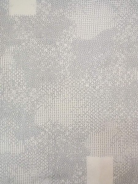 Photo3: N0814H Used Japanese women   White ORI woven / Silk. Quadrangle,   (Grade B) (3)