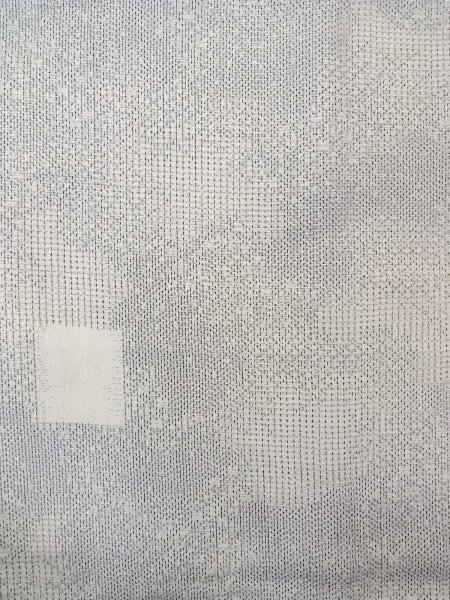 Photo4: N0814H Used Japanese women   White ORI woven / Silk. Quadrangle,   (Grade B) (4)