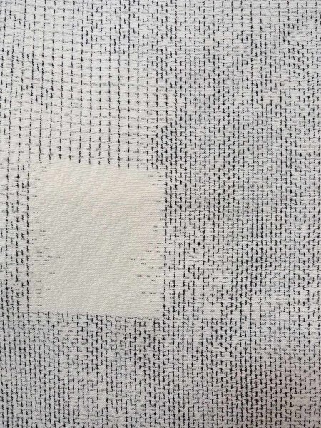 Photo6: N0814H Used Japanese women   White ORI woven / Silk. Quadrangle,   (Grade B) (6)