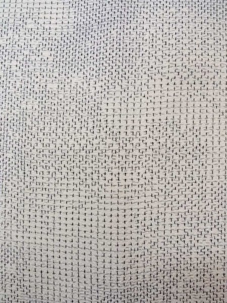 Photo7: N0814H Used Japanese women   White ORI woven / Silk. Quadrangle,   (Grade B) (7)
