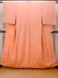 Photo1: N0814I Vintage Japanese women  Shiny Coral IROMUJI plain colored / Silk. Tall grass   (Grade B) (1)