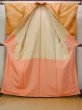 Photo2: N0814J Vintage Japanese women  Yellowish Brown ORI woven / Silk. Flower,   (Grade B) (2)