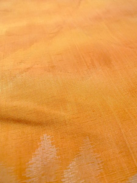 Photo9: N0814J Vintage Japanese women  Yellowish Brown ORI woven / Silk. Flower,   (Grade B) (9)