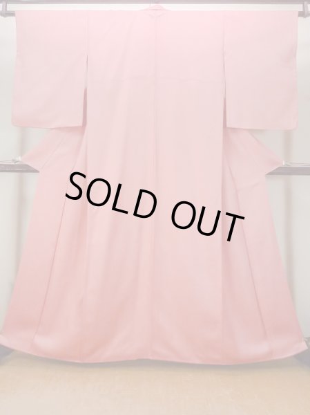 Photo2: N0814K Vintage Japanese women   Coral EDO KOMON pattern dyed / Silk.  Shark skin like pattern  (Grade B) (2)
