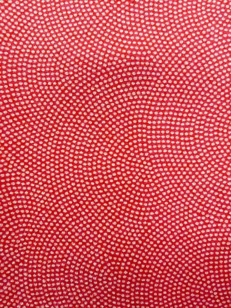 Photo7: N0814K Vintage Japanese women   Coral EDO KOMON pattern dyed / Silk.  Shark skin like pattern  (Grade B) (7)