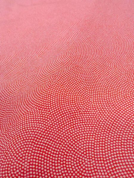 Photo8: N0814K Vintage Japanese women   Coral EDO KOMON pattern dyed / Silk.  Shark skin like pattern  (Grade B) (8)