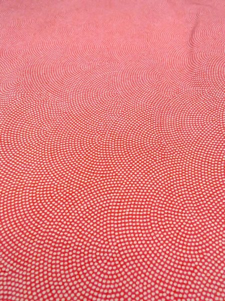 Photo9: N0814K Vintage Japanese women   Coral EDO KOMON pattern dyed / Silk.  Shark skin like pattern  (Grade B) (9)