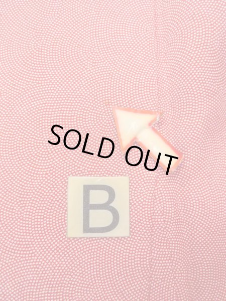 Photo15: N0814K Vintage Japanese women   Coral EDO KOMON pattern dyed / Silk.  Shark skin like pattern  (Grade B) (15)