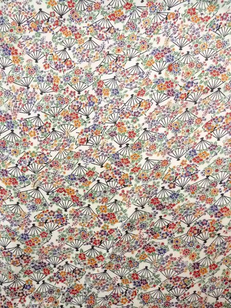 Photo3: Mint N0814O Vintage Japanese women   White KOMON dyed / Synthetic. Peony,   (Grade A) (3)