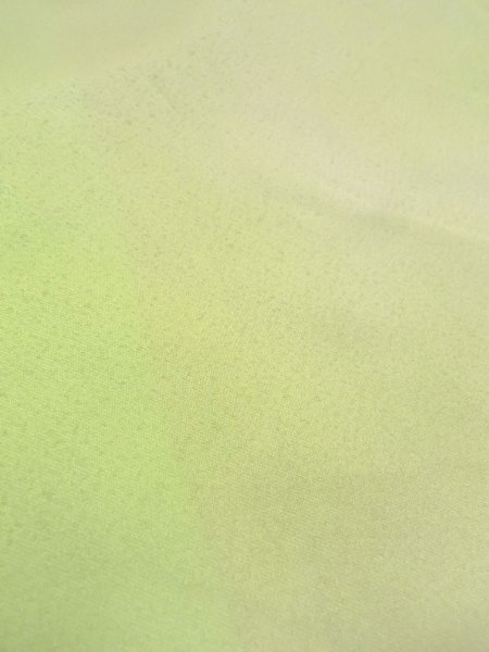 Photo9: N0814R Vintage Japanese women Shiny Pale Yellowish Green TSUKESAGE formal / Silk. KIKYO Japanese balloonflower,   (Grade C) (9)