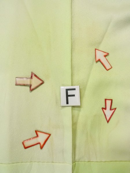 Photo20: N0814R Vintage Japanese women Shiny Pale Yellowish Green TSUKESAGE formal / Silk. KIKYO Japanese balloonflower,   (Grade C) (20)