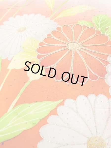 Photo19: N0814T Vintage Japanese women   Off White FURISODE long-sleeved / Silk. Chrysanthemum,   (Grade D) (19)