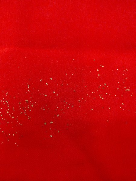 Photo7: N0814V Antique Japanese women   Red Kids / Silk. Flower, Juban  (Grade C) (7)