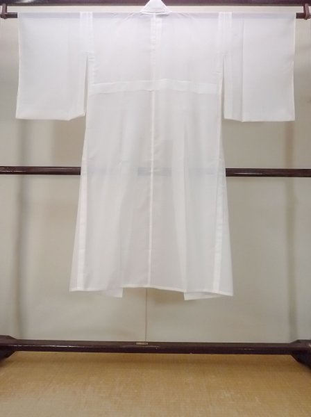 Photo2: N0814X Vintage Japanese women   White JUBAN undergarment / Silk. Stripes   (Grade B) (2)